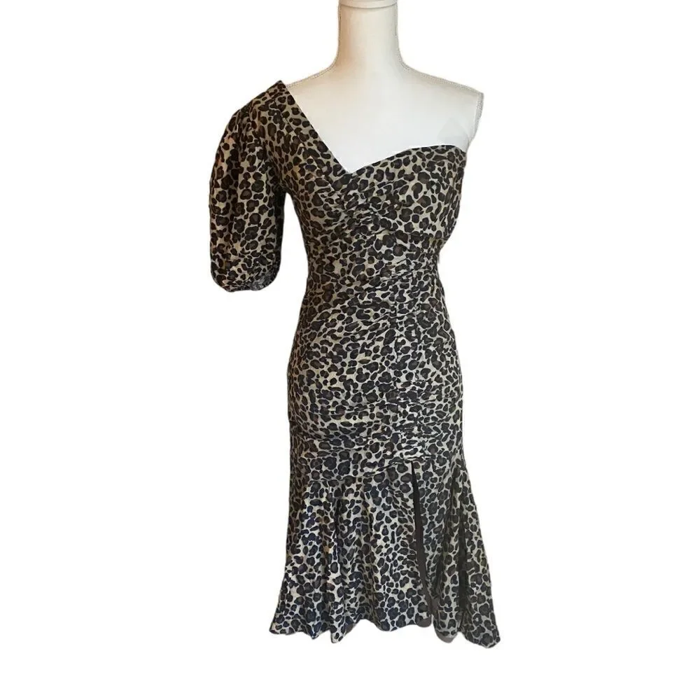 Jonathan Simkhai Leopard Print One Shoulder Dress - Picture 2 of 10